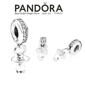 PANDORA Retired Baby Pacifier Zirconia Dangle Charm w/box